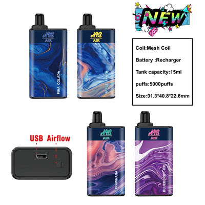 baccello eliminabile 950mah del grande del soffio di Cig di 15ml 5000puffs Mesh Coil E di Vape ghiaccio del mirtillo