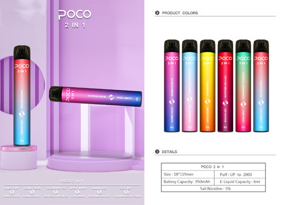 POCO 2 in 1 E-liquido di Nic Disposable Vapes Pen 2000puff 6ml del sale