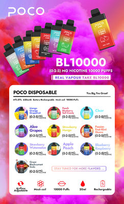 POCO BL10000 Electronic Cig Vape 20 ml Precaricato 5% Nic Batteria 650mAh Ricaricabile