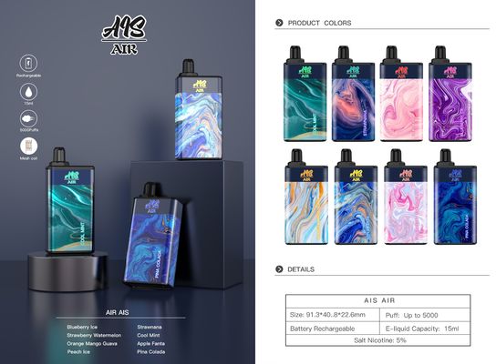 Lampeggiamento ricaricabile Vape Pen Built In 950mAh dei soffi dell'aria 5000 di AIS