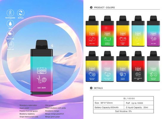 POCO BL10000 Electronic Cig Vape 20 ml Precaricato 5% Nic Batteria 650mAh Ricaricabile