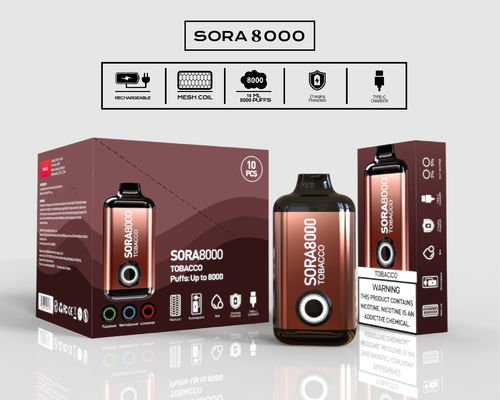 Sora 8000 Puffs Disposable Vape Pen Ecig Con 0/20/30/50mg di sale di nicotina