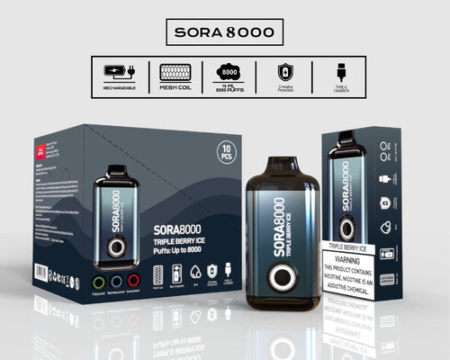Sora 8000 Puffs Disposable Vape Pen Ecig Con 0/20/30/50mg di sale di nicotina