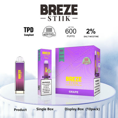 600Puffs Vape Pen usa e getta con 2% di nicotina per l' esperienza di vaping in scatola