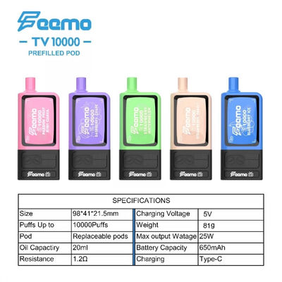 20 ml Cartuccia Capacità Vapore usa e getta ad alta spinta con riempimento superiore e bobina a maglia