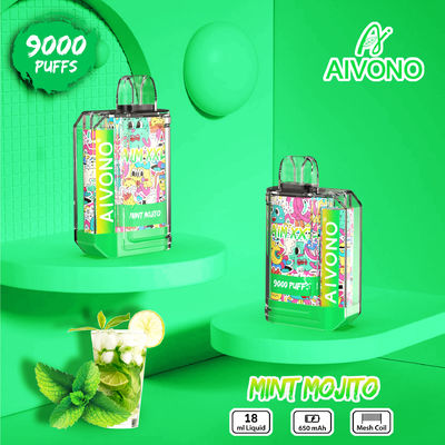 Vape monouso tipo C ricaricabile 1.2 ohm bobina 0%/2%/3%5% Nic 9000 Puffs